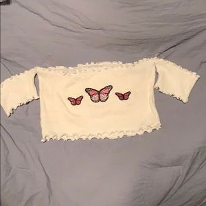 Butterfly off the shoulder crop top